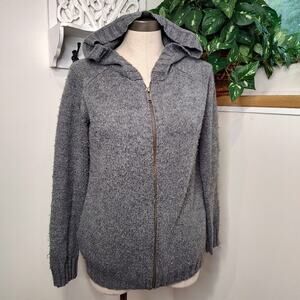 Burton Knit Hooded Zip Up Sweater Jacket In Gray Size Medium